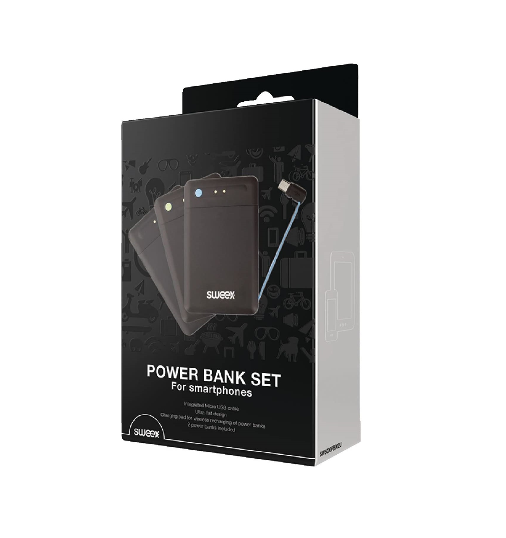 Sweex Set Powerbank con cavo Micro USB integrato e Ultra sottile – Printer+